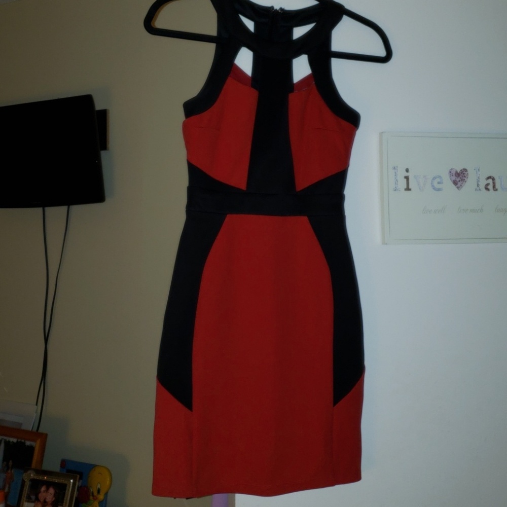 Red and black dress